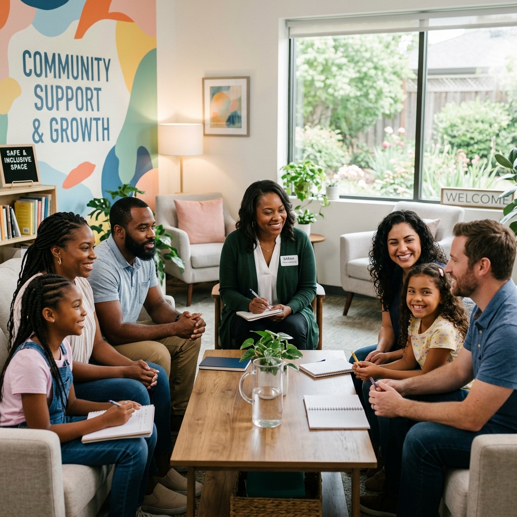Diverse families receiving support
